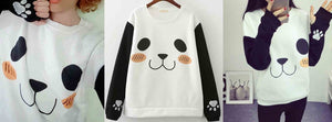 Adorable cute panda sweater jumper for women with a smiley face 
