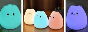 LED Colorful desk light lamp Cat Silicone Adorable Cute Gift  