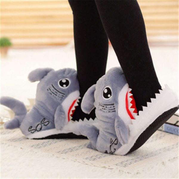 Fuzzy Sharkie Gnawing Room Shoes