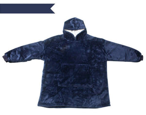 Blue Snuggie Sherpa fleece hoodie plush throw blanket