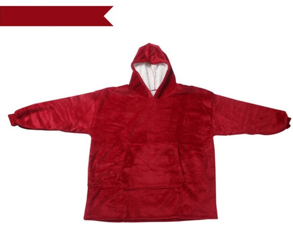 Red Snuggie Sherpa fleece hoodie plush pullover blanket